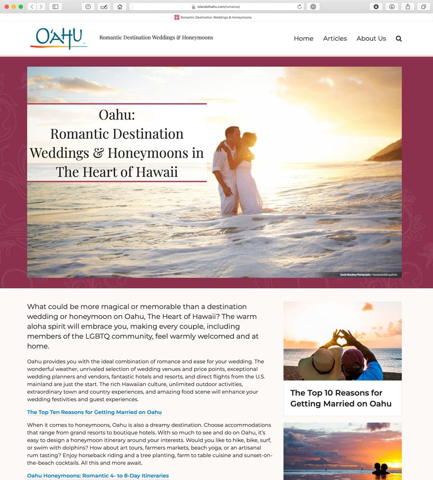 Island of Oahu Website - Romantic Destination Weddings & Honeymoons
