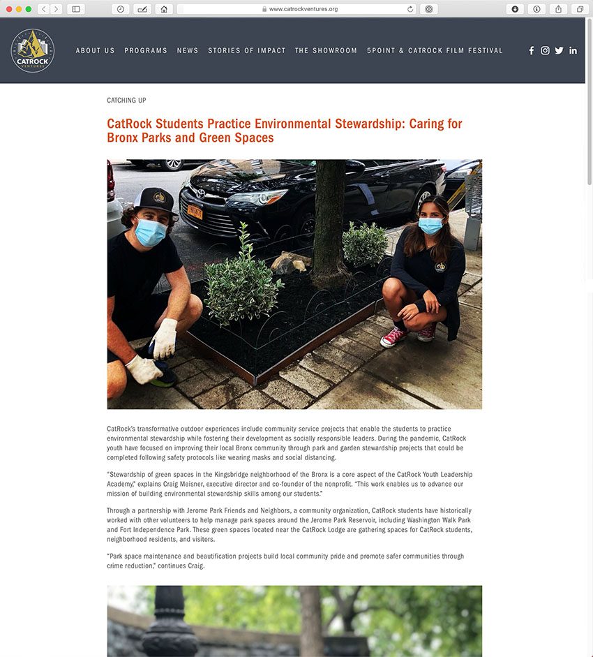 CatRock Students Practice Environmental Stewardship: Caring for Bronx Parks and Green Spaces